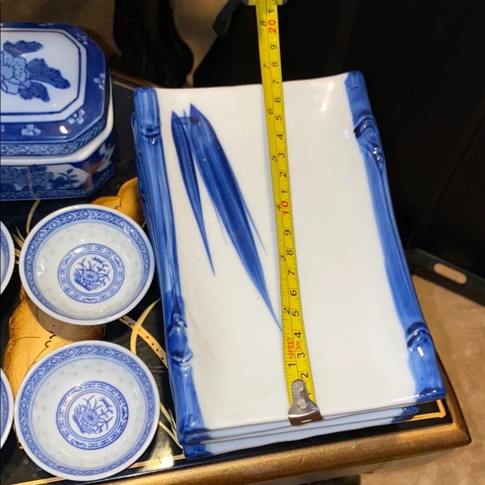 BX50 Vintage Oriental Blue and White Porcelain Dining Set